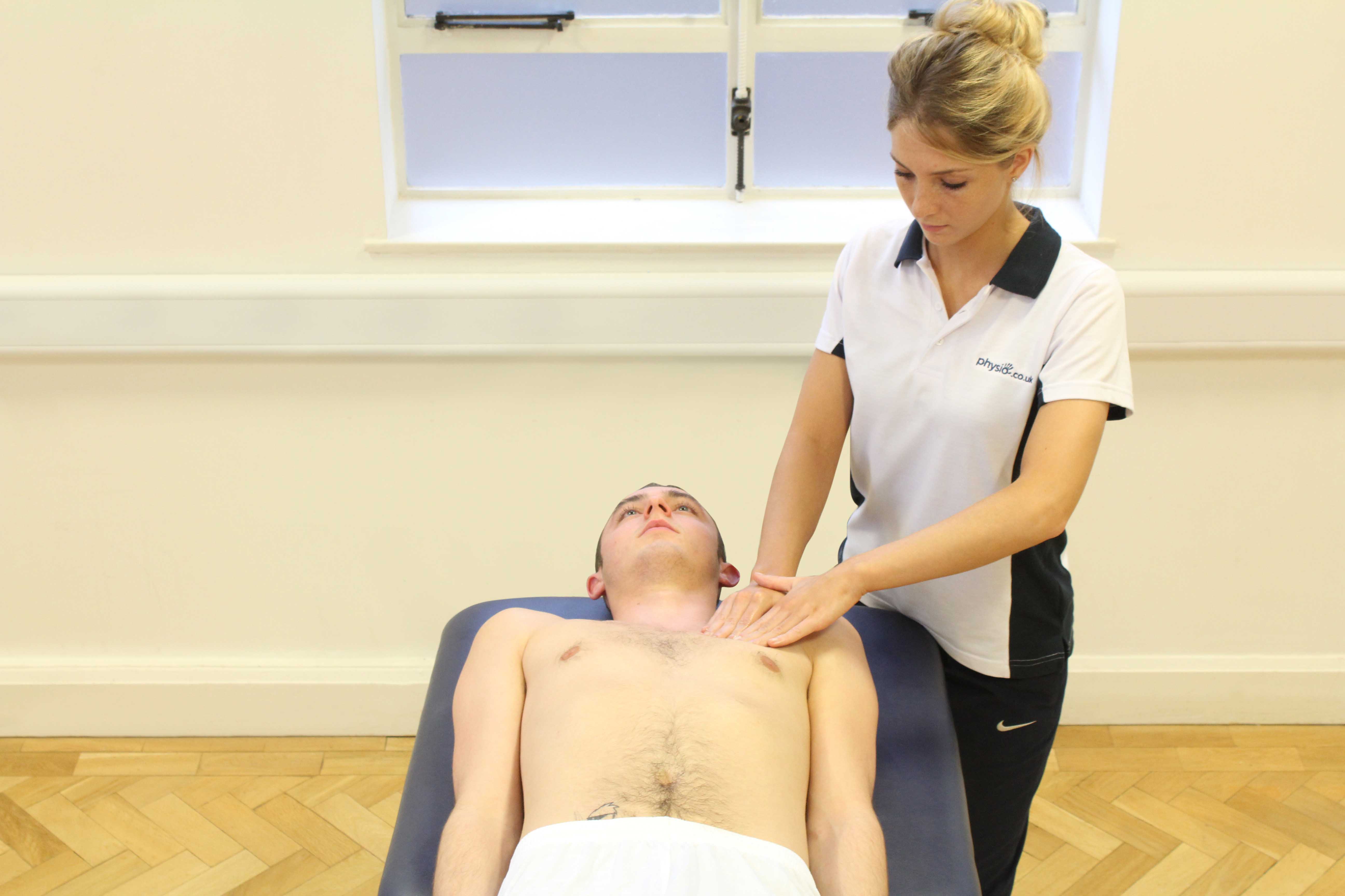 Soft tissue massage of the clavicle and surrounding connective tissue