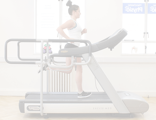 Client's fitness levels are measured while running on a treadmill.