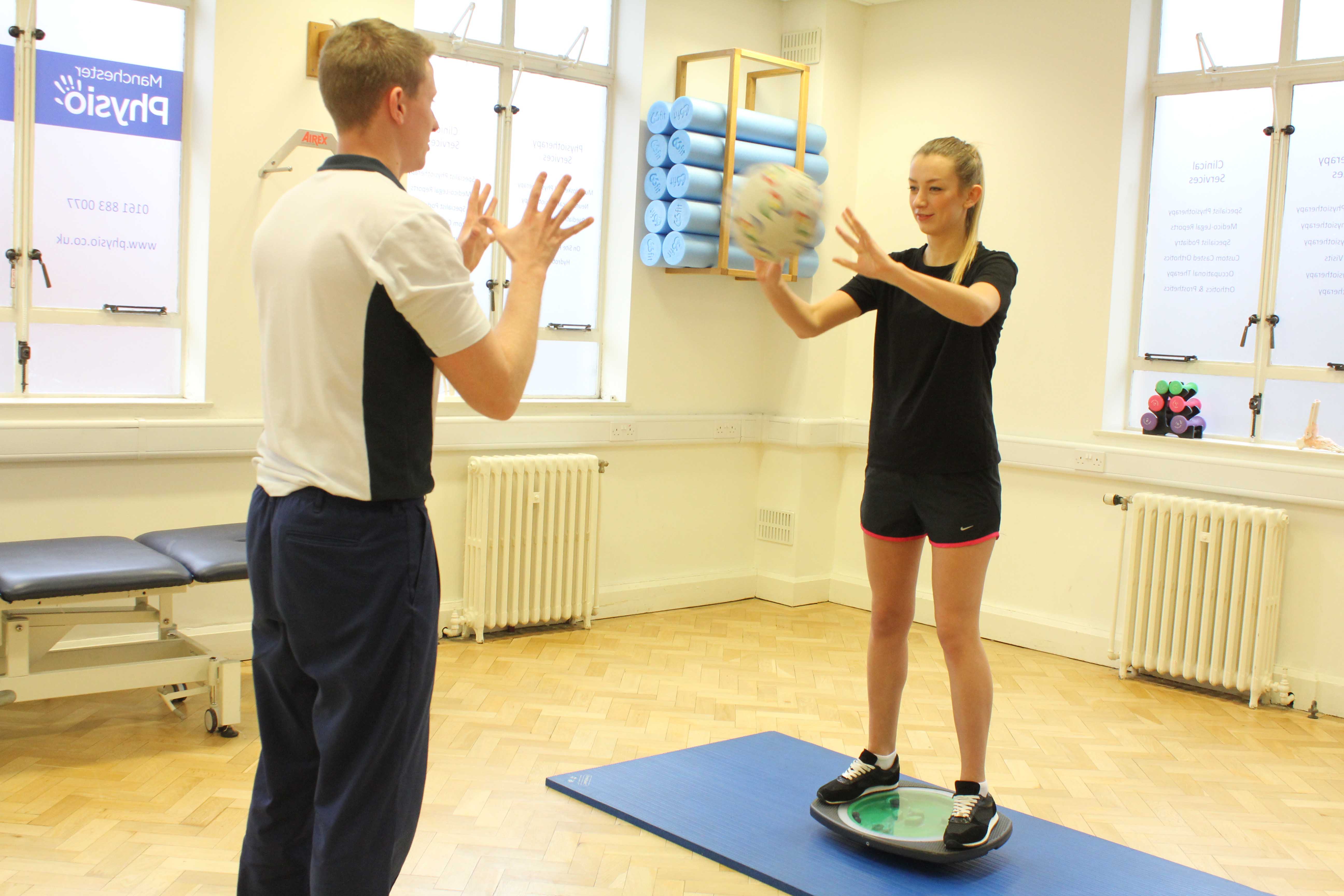 Dynamic balance exercises assisted by a specilaist physiotherapist