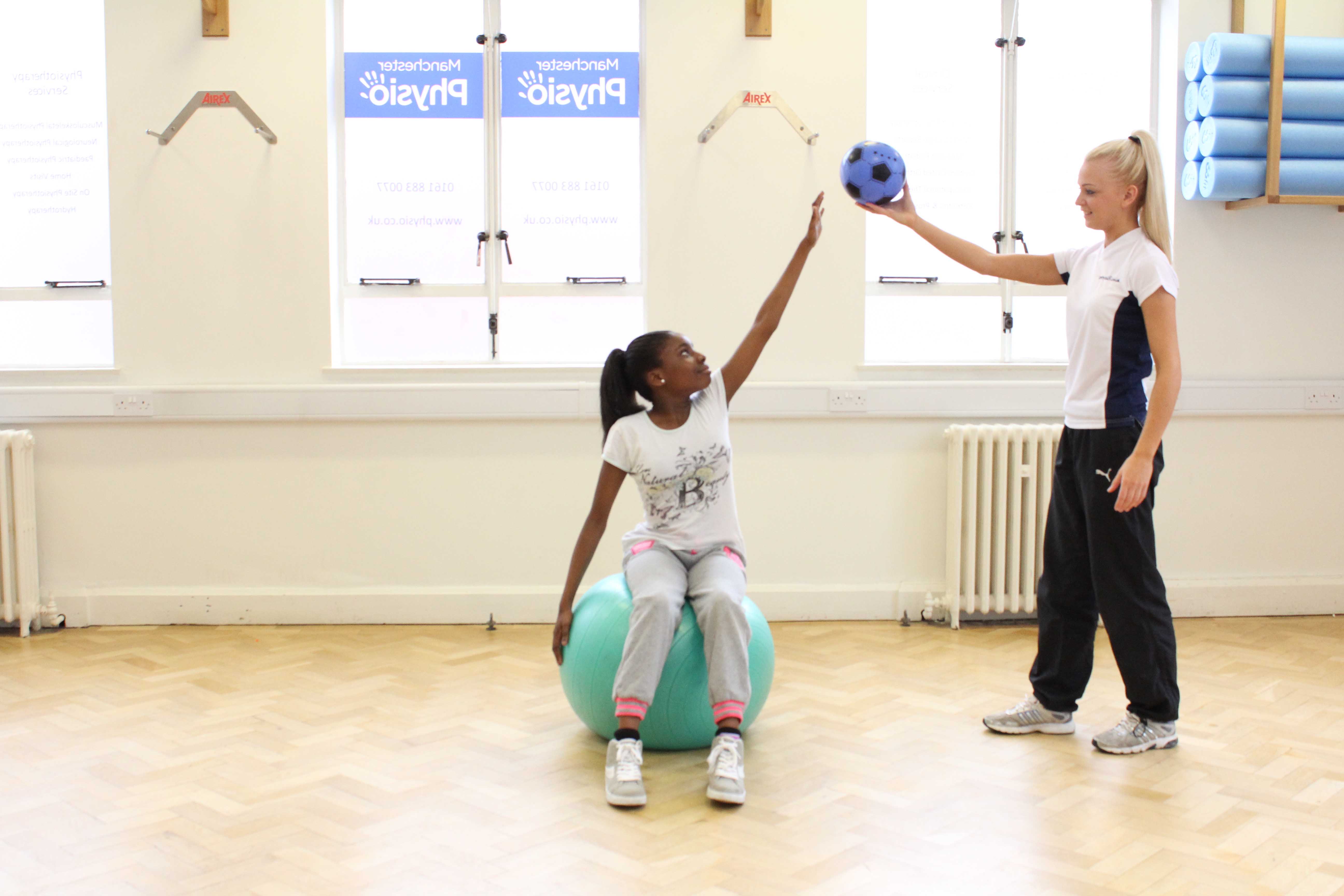 Rehabilitation through play, incorporating dynamic strength and stretching exercises. Rehabilitation through play, incorporating dynamic strength and stretching exercises.