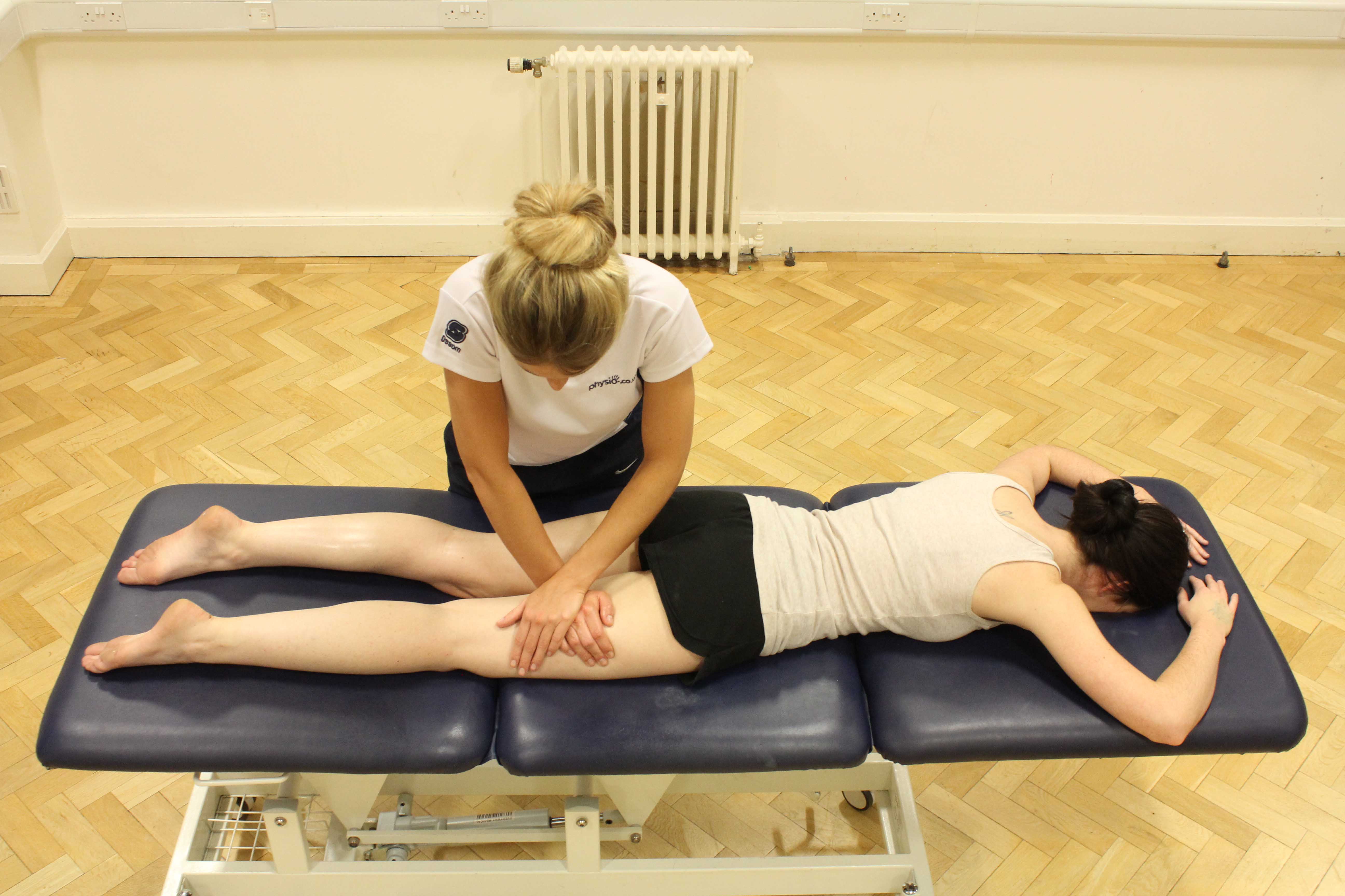 compression massage technique applied to biceps femoris compression massage technique applied to biceps femoris