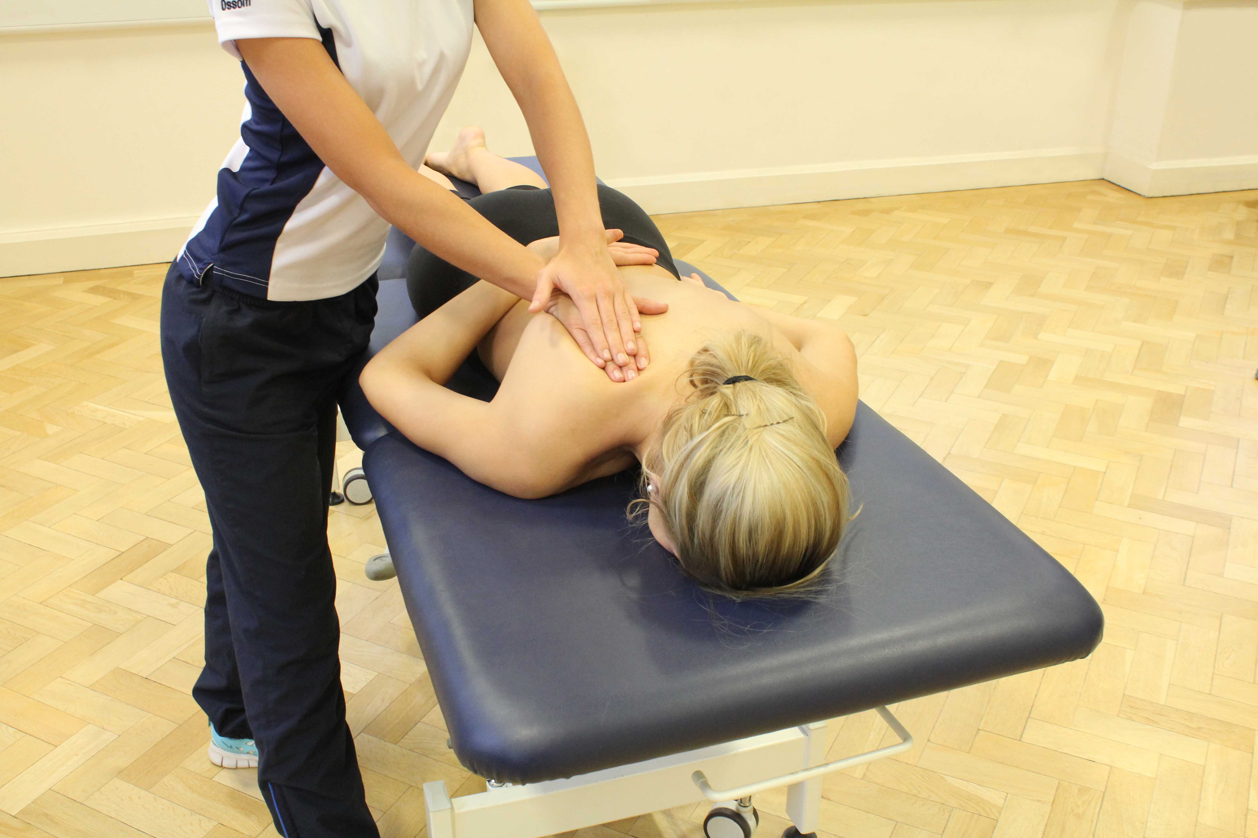 Soft Tissue Massage targeting trapezius back muscles