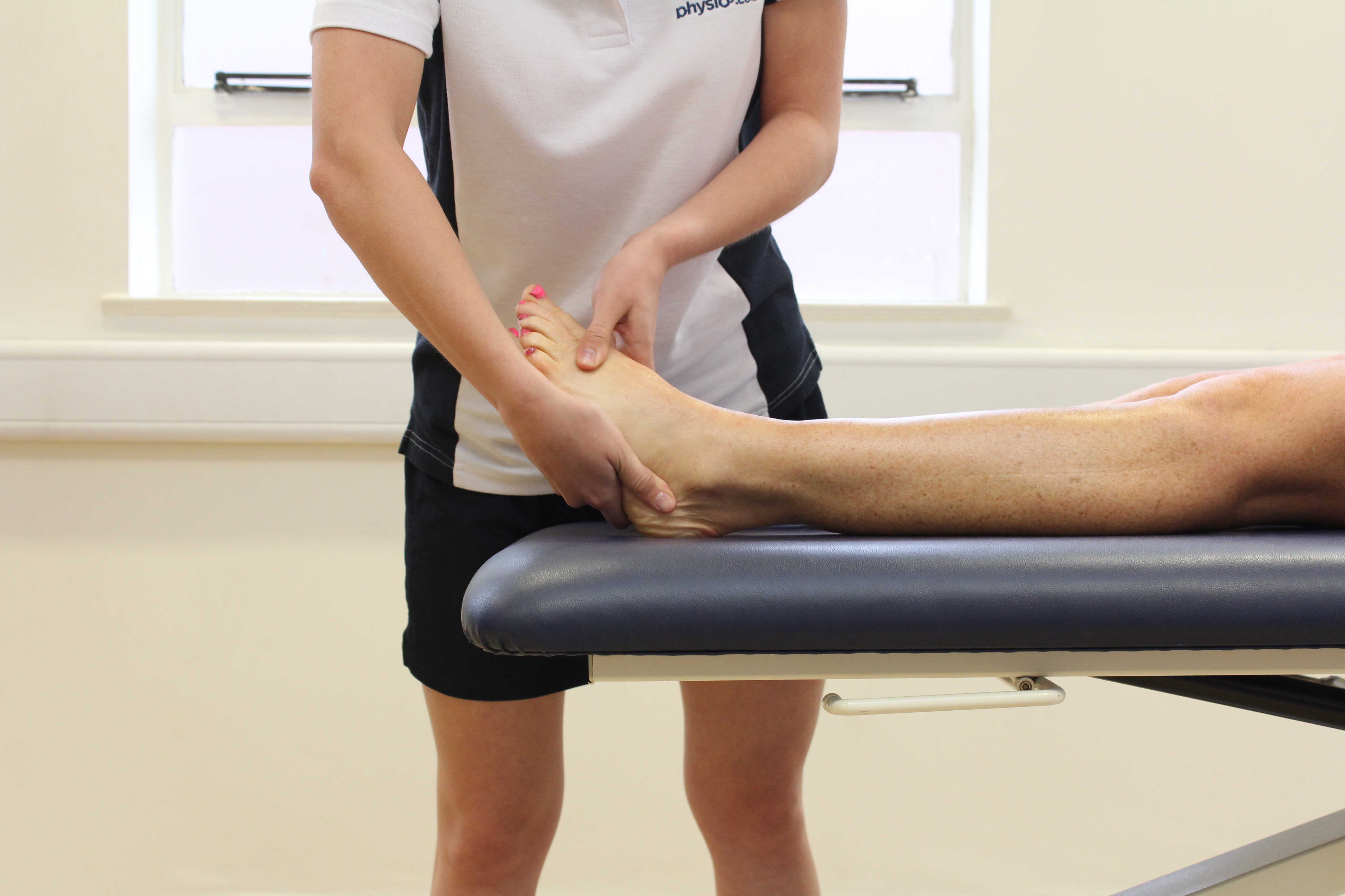 Friction massage of calcaneofibular ligament as part of training programme