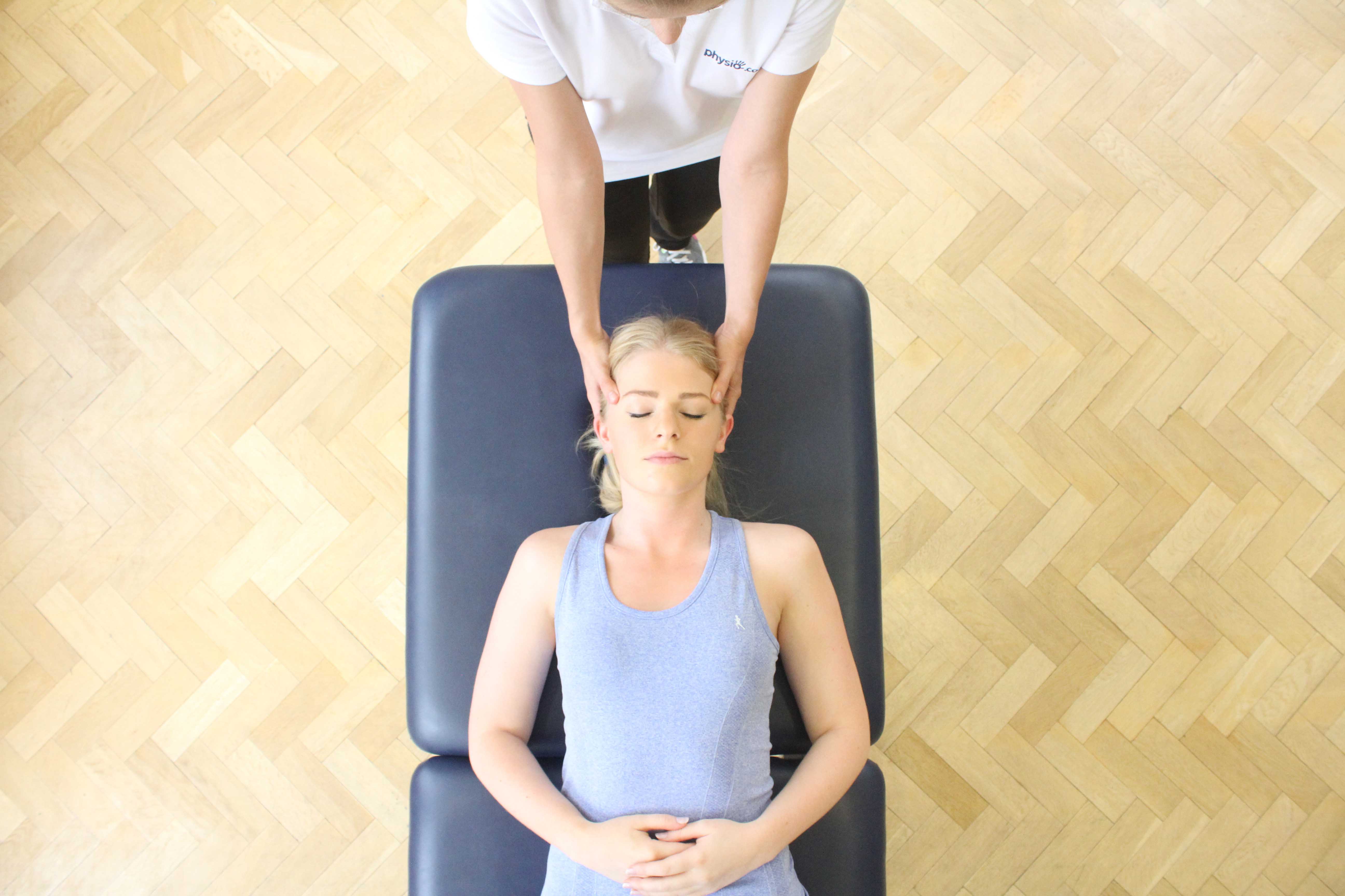 Soft tissue massage of the head and face to relieve pain and tension. Soft tissue massage of the head and face to relieve pain and tension.
