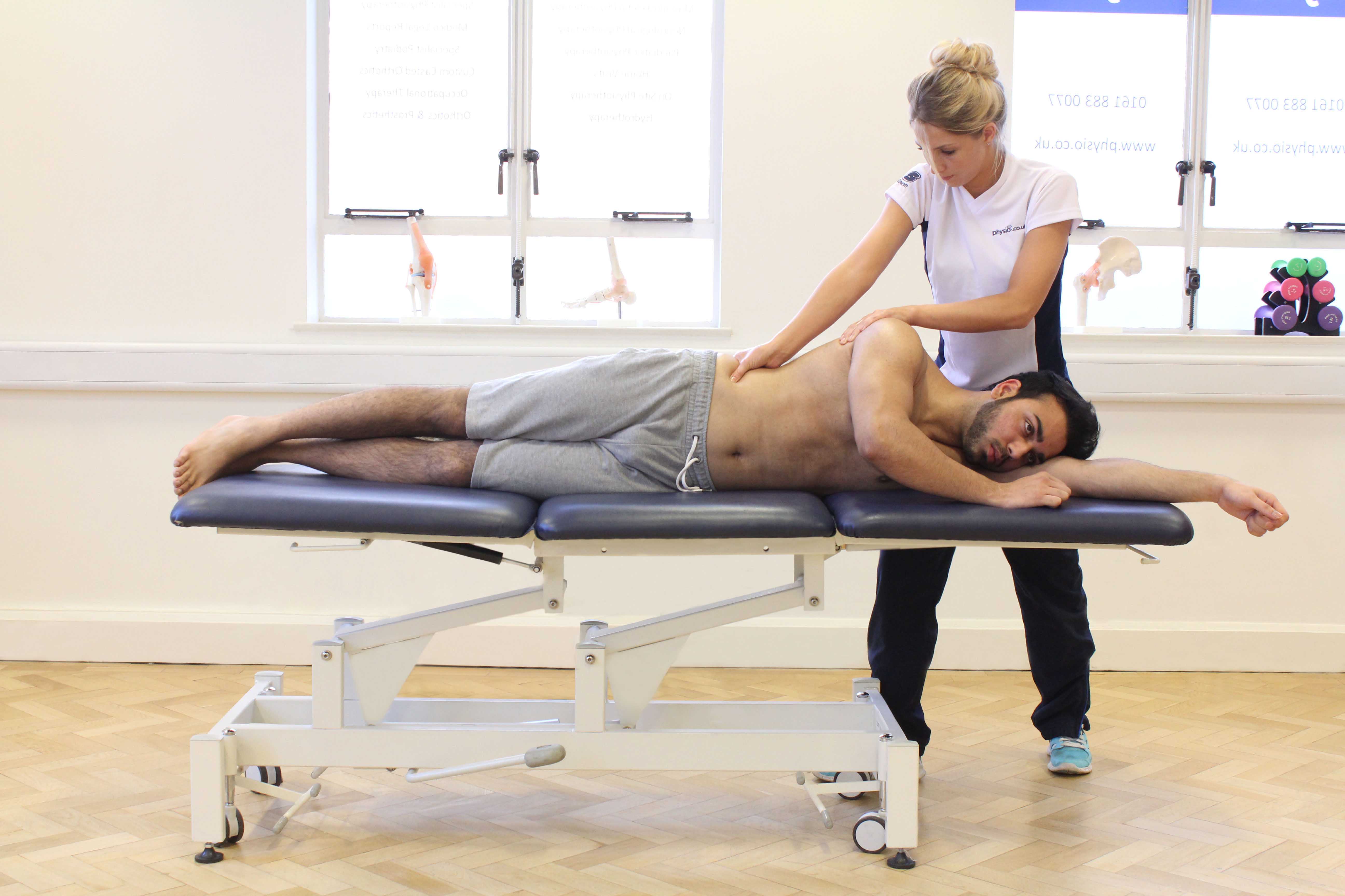 Strengthening exercises for the hip and pelvic muscles, supervised by MSK therapist Strengthening exercises for the hip and pelvic muscles, supervised by MSK therapist