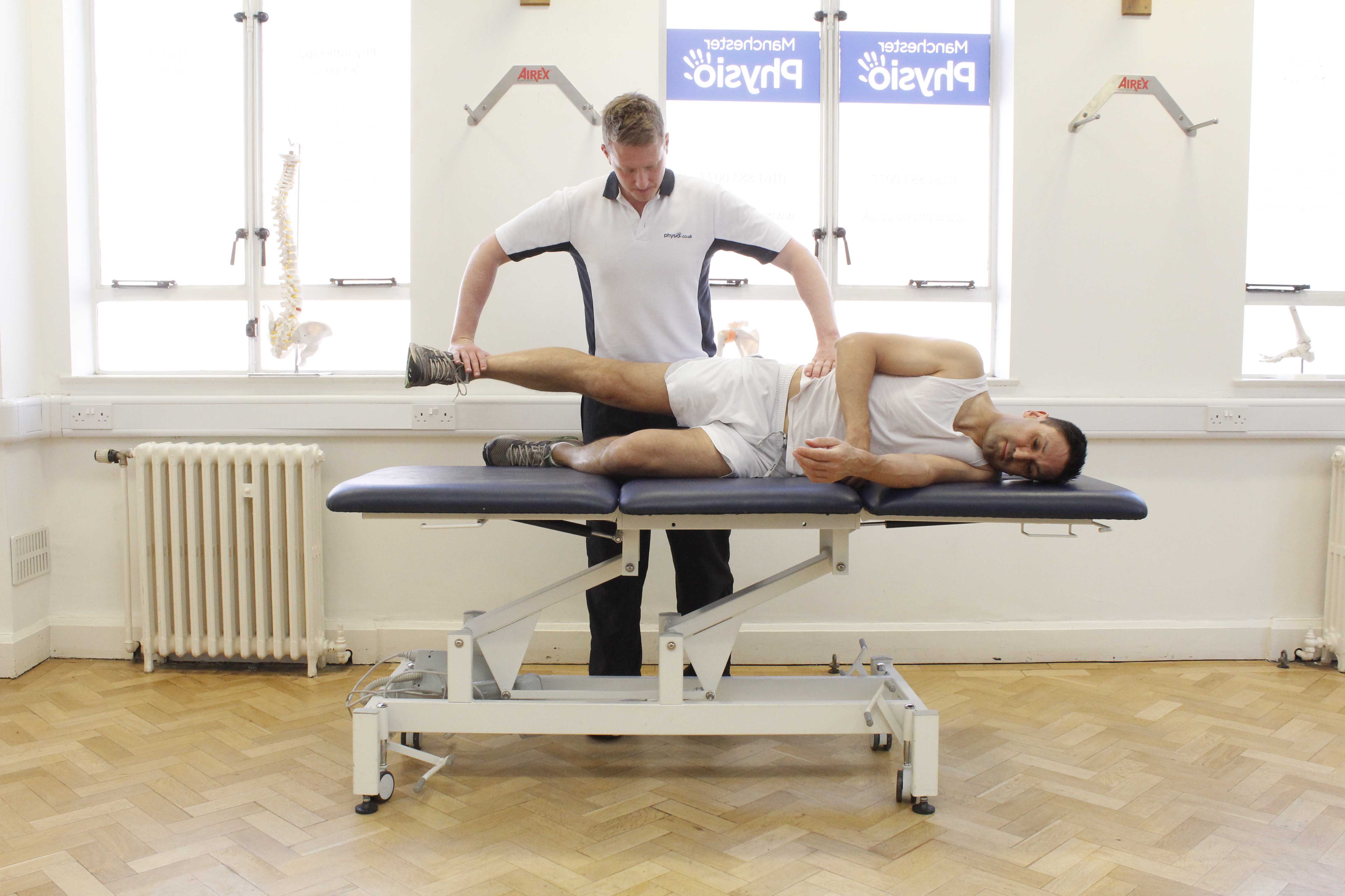 Strengthening exercises for the hip and pelvic muscles, supervised by MSK therapist