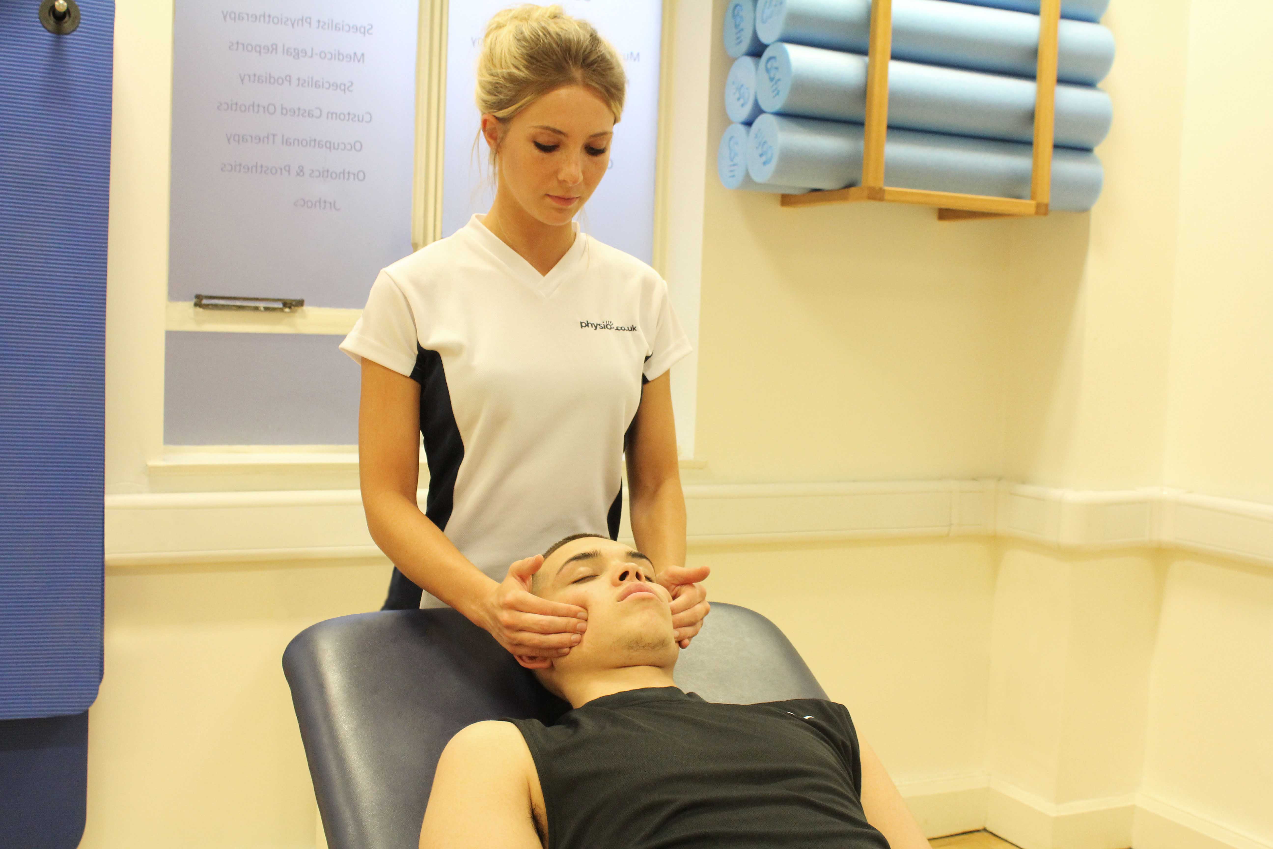 Soft tissue massage and mobilisation of the jaw to relieve stiffness and pain Soft tissue massage and mobilisation of the jaw to relieve stiffness and pain