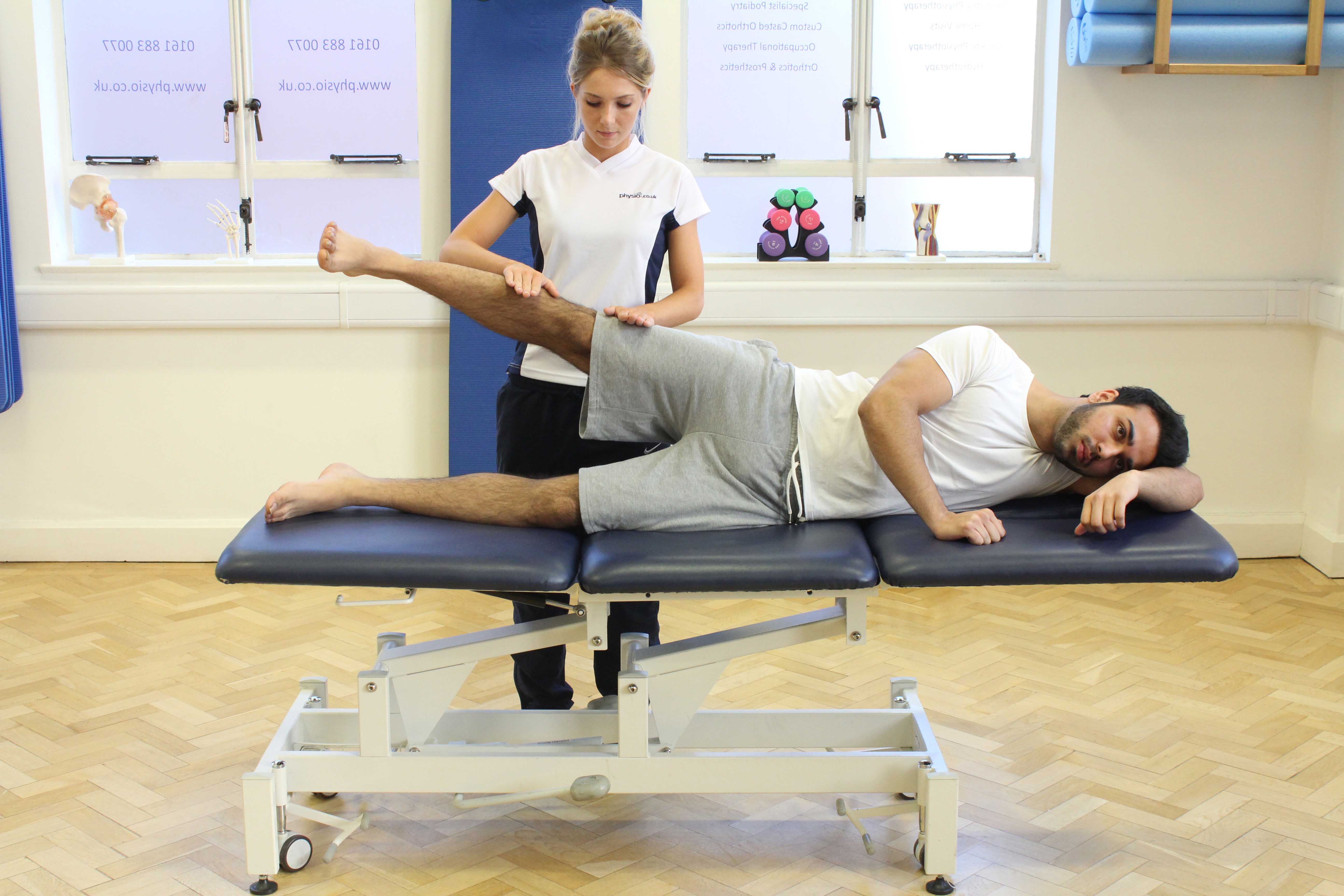 Strengthening exercises for the hip and pelvic muscles, supervised by MSK therapist