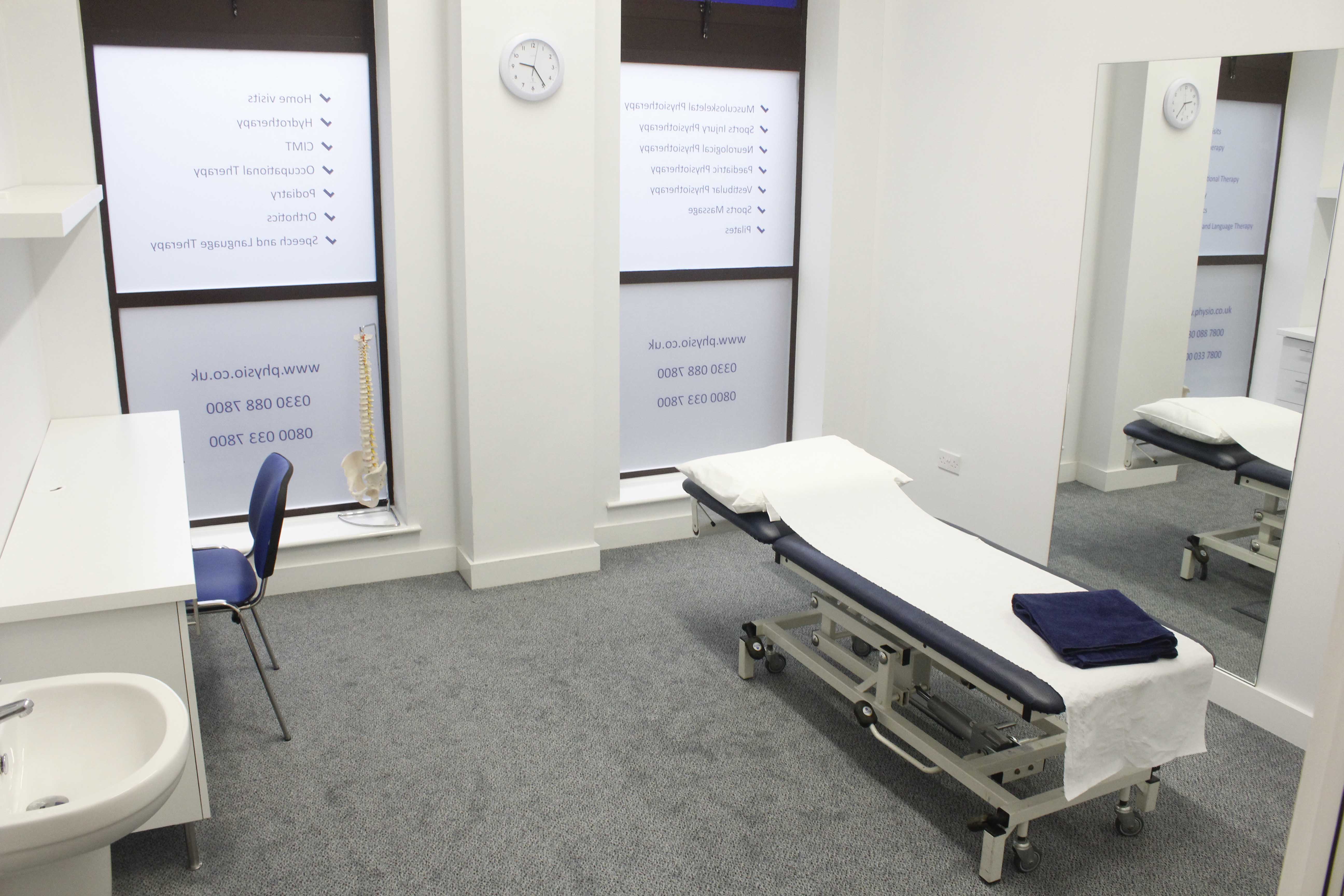 Dedicated specialist Podiatry treatment room at our Minshull Street clinic.