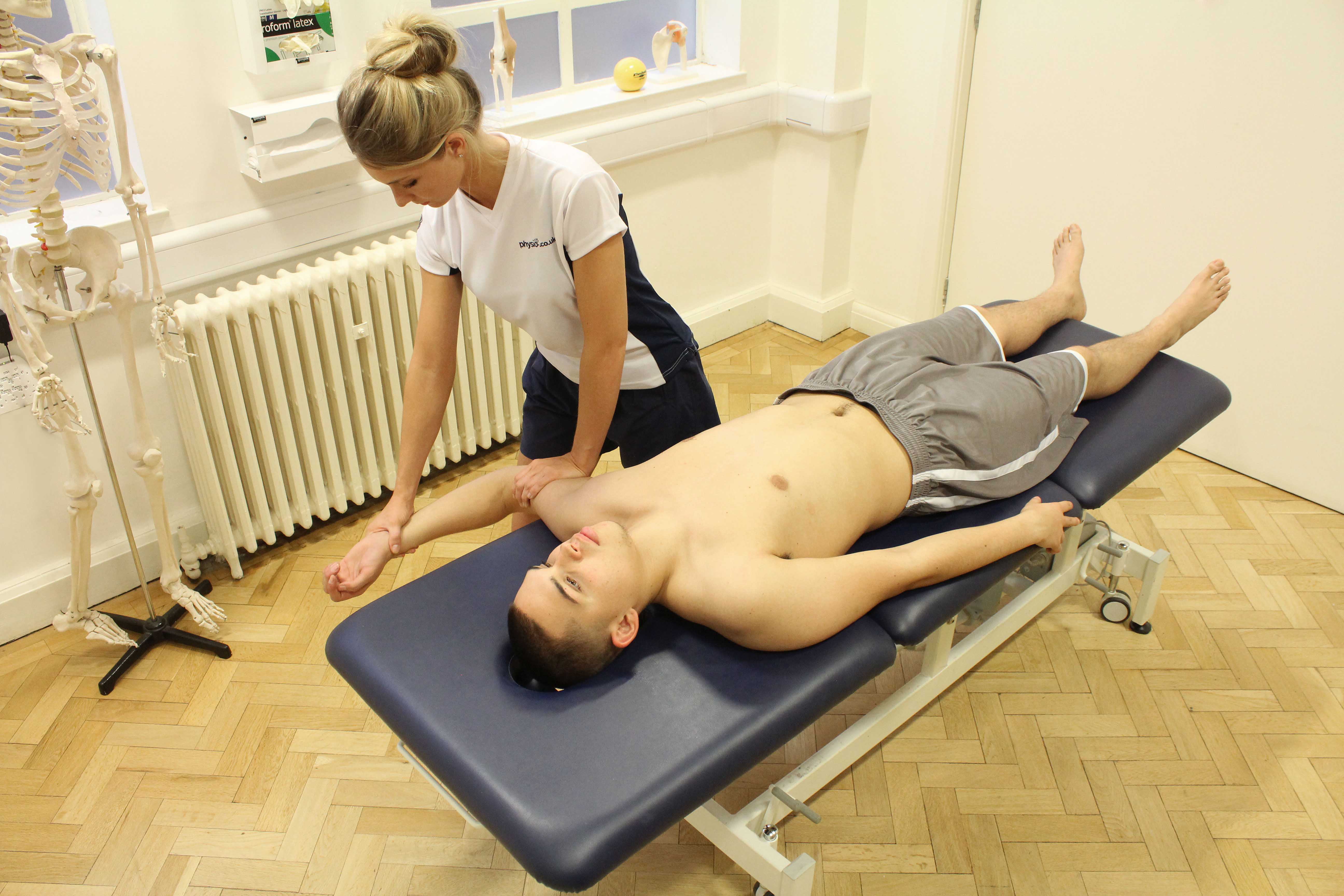 Massage and mobilisations of the arm and shoulder by an experienced therapist