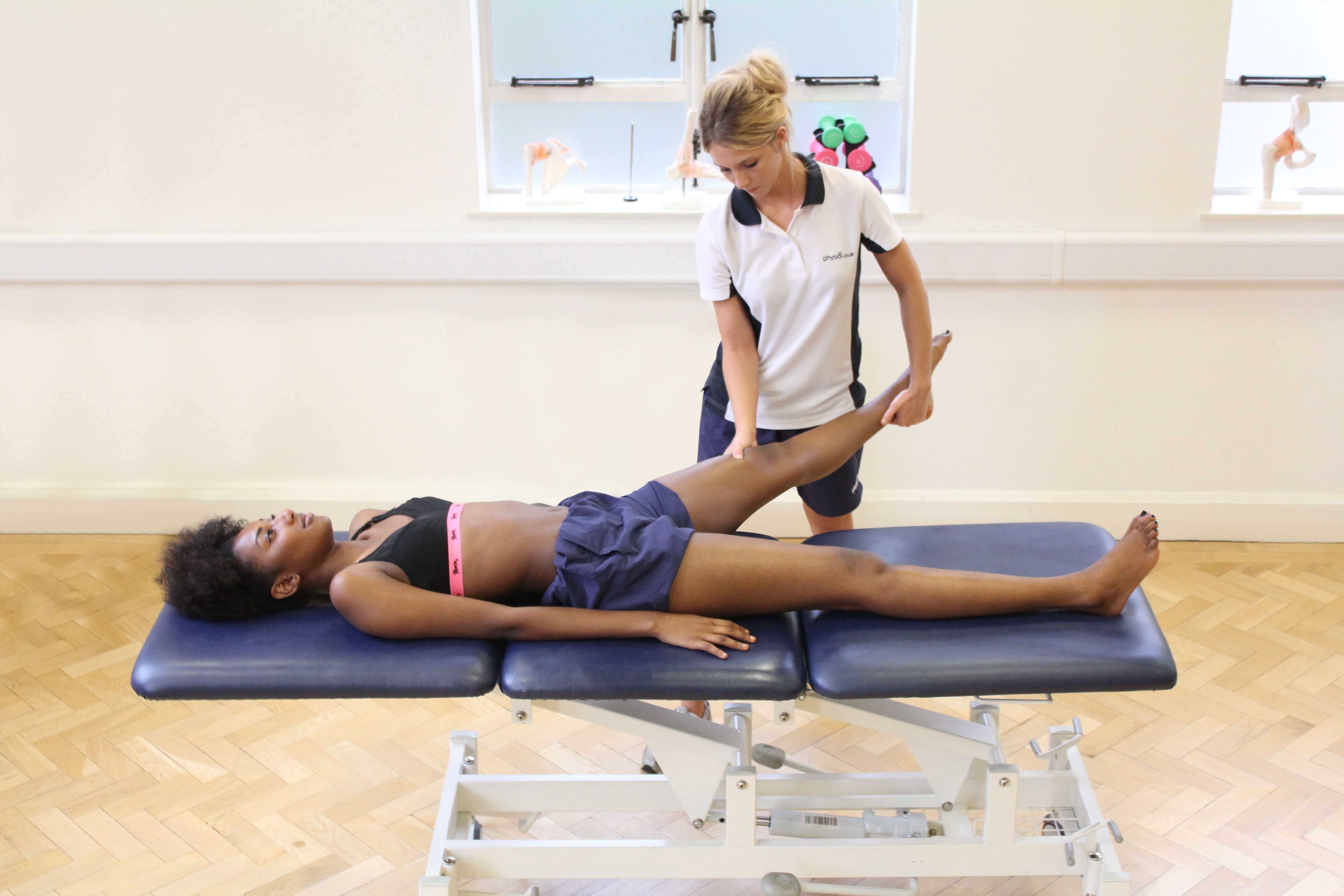 Mobilisations of the knee joint during an assessment by a MSK therapist Mobilisations of the knee joint during an assessment by a MSK therapist