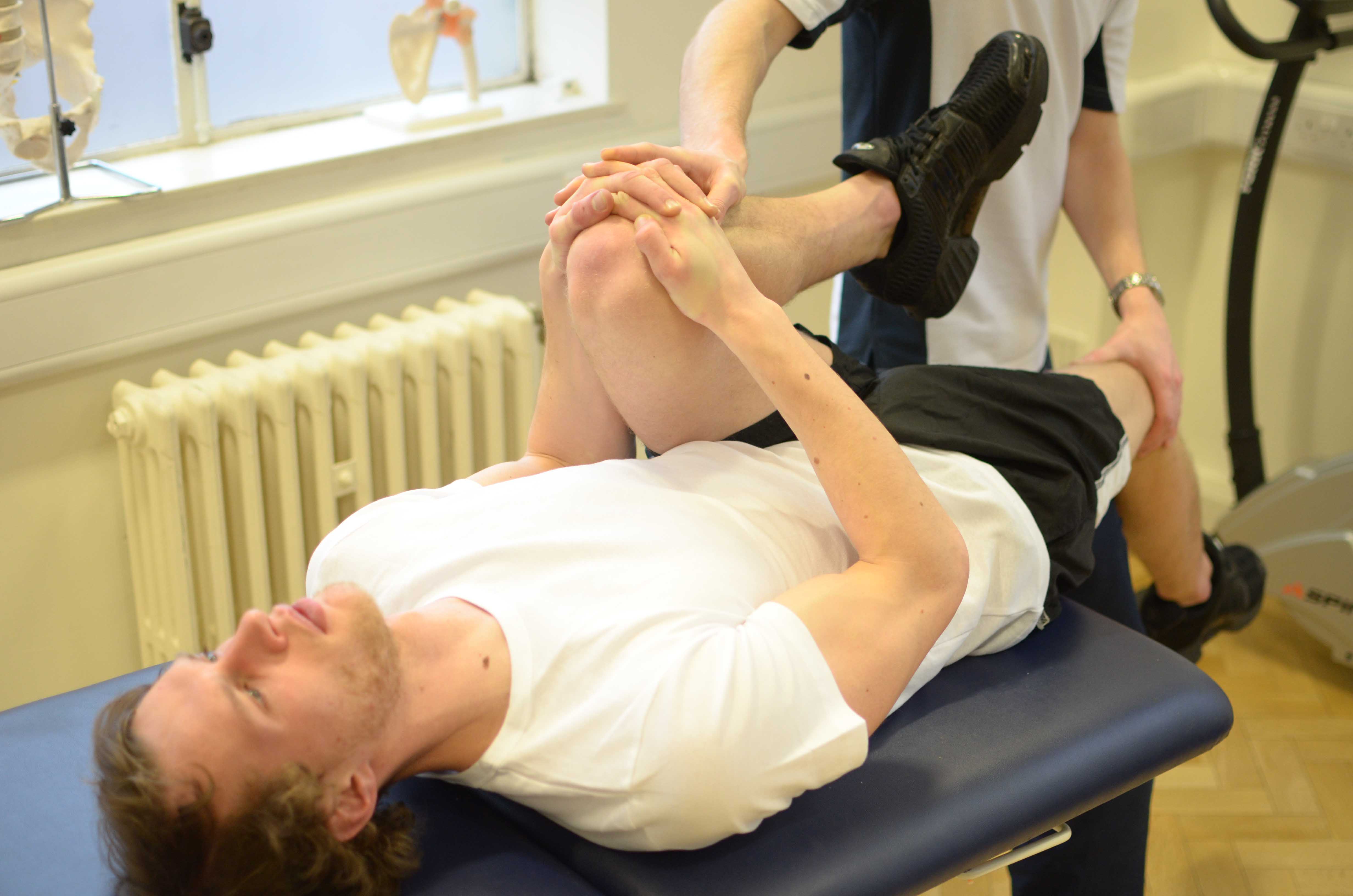 Active stretches assisted by the physiotherapist to lengthen and stabalise muscle tissue Active stretches assisted by the physiotherapist to lengthen and stabalise muscle tissue