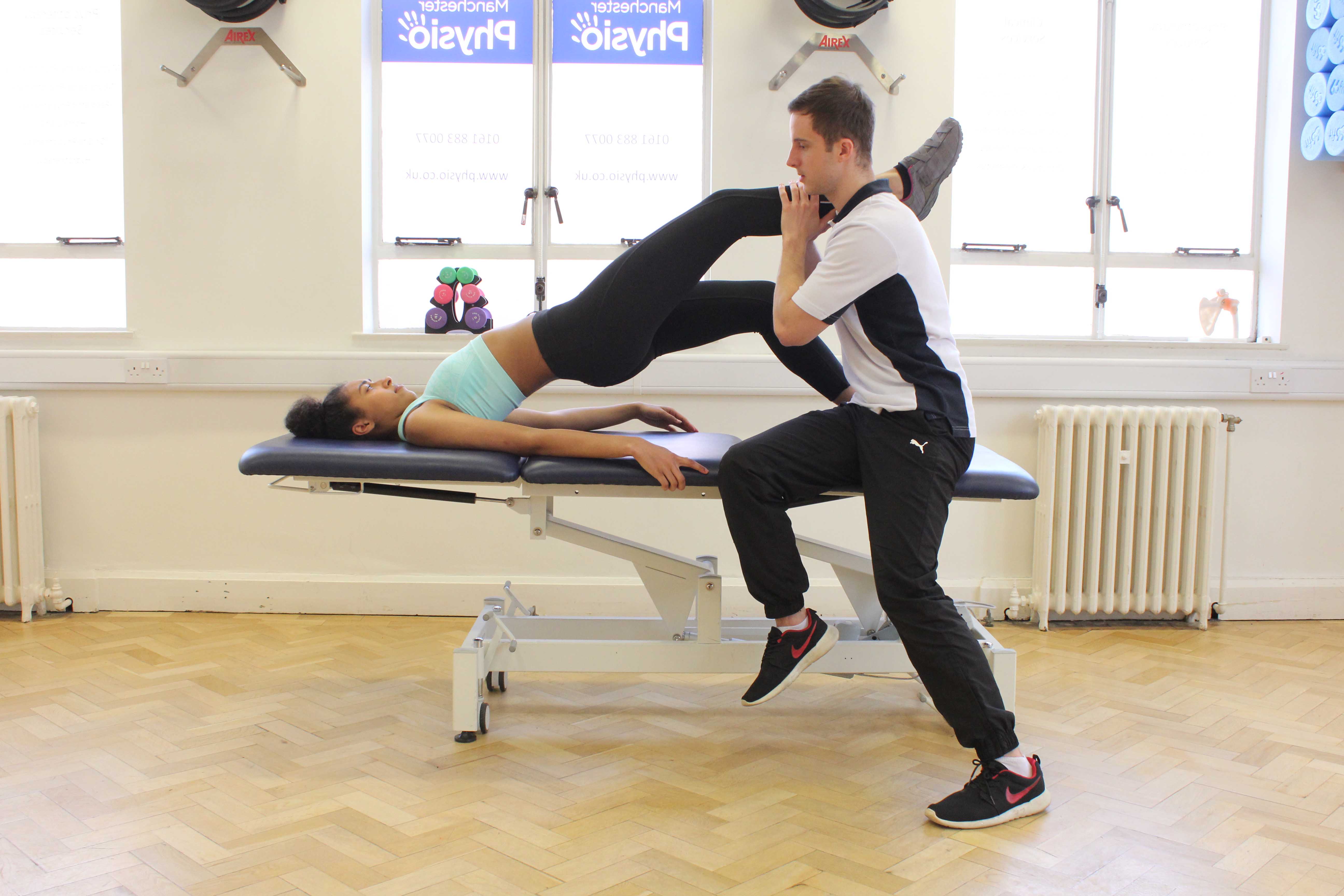 Progressive strengthening hip exercises supervised by experienced therapist