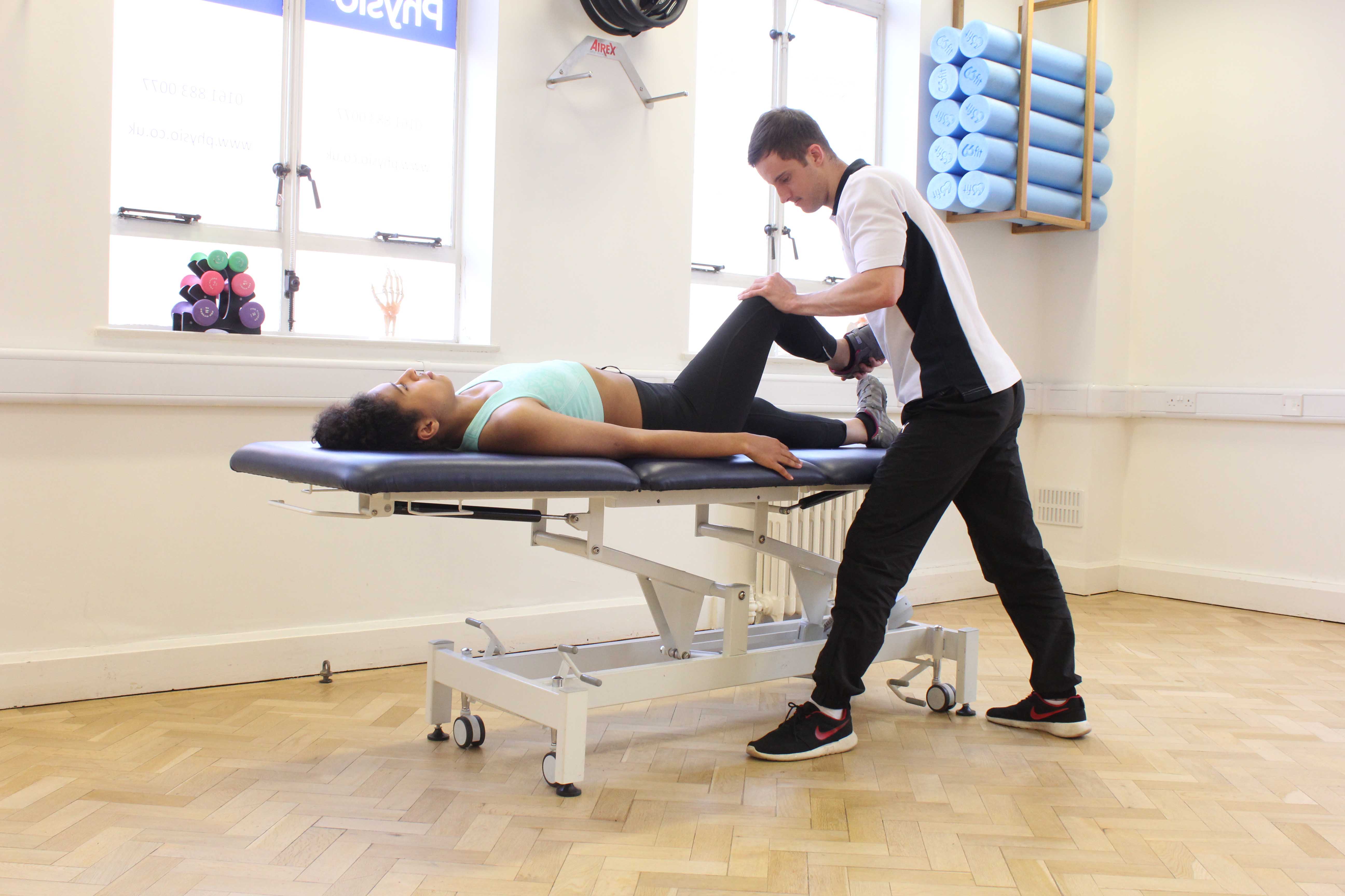 Mobilisations of the knee joint during an assessment by a MSK therapist Mobilisations of the knee joint during an assessment by a MSK therapist