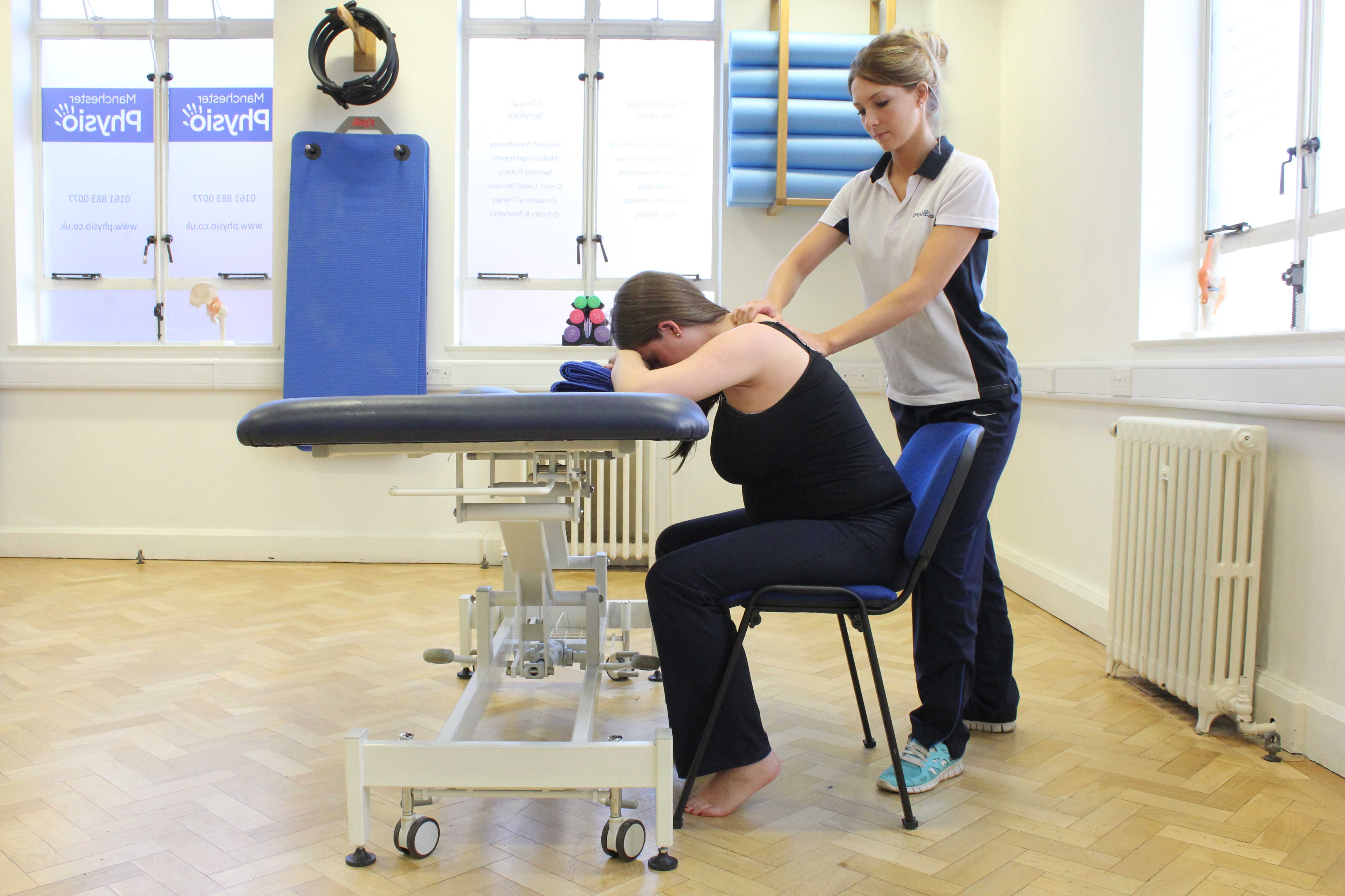 Neck and shoulder soft tissue massage from experienced therapist to reduce tension and aching