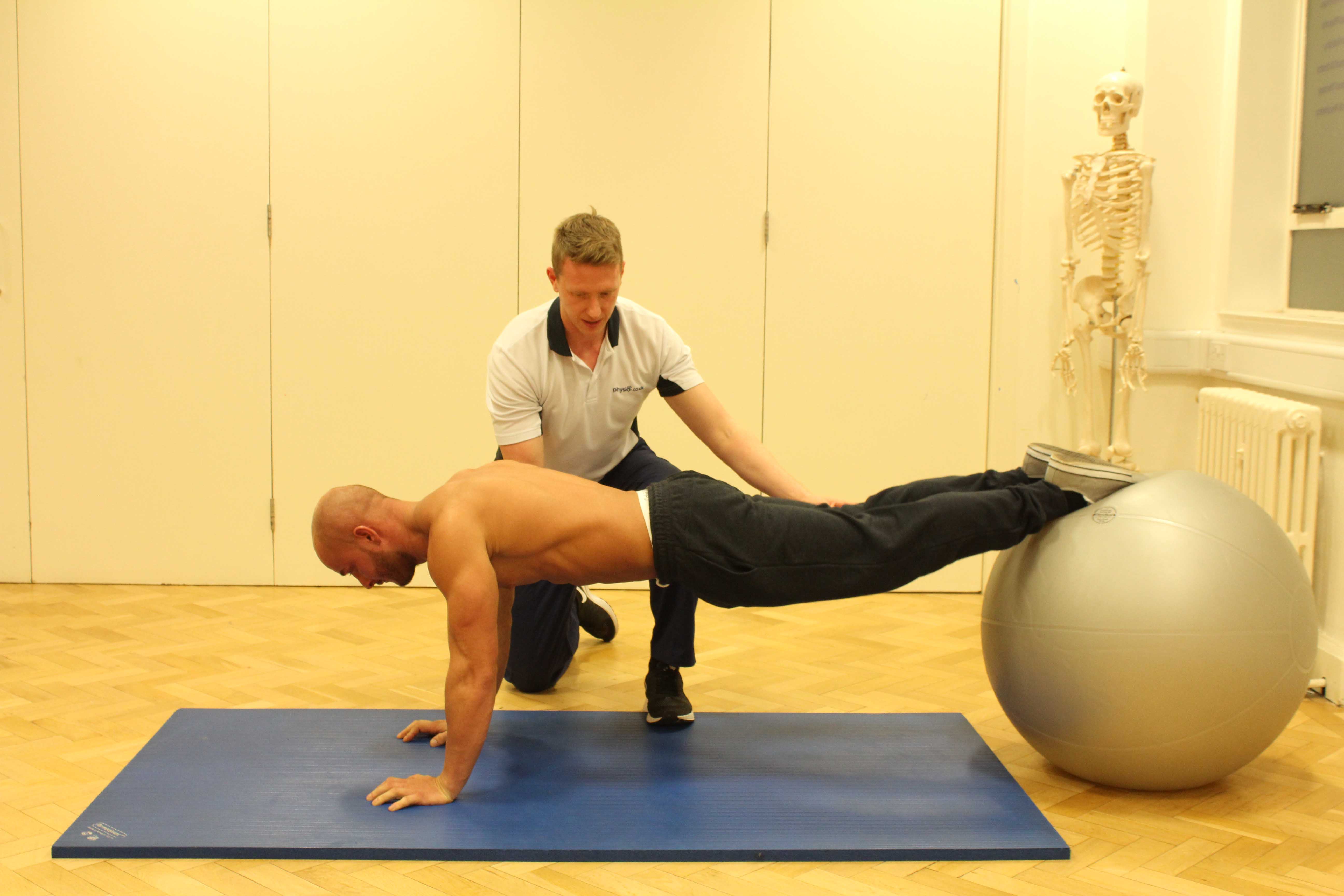 Progressive strength training for the chest muscles supervised by specialist MSK physiotherapist