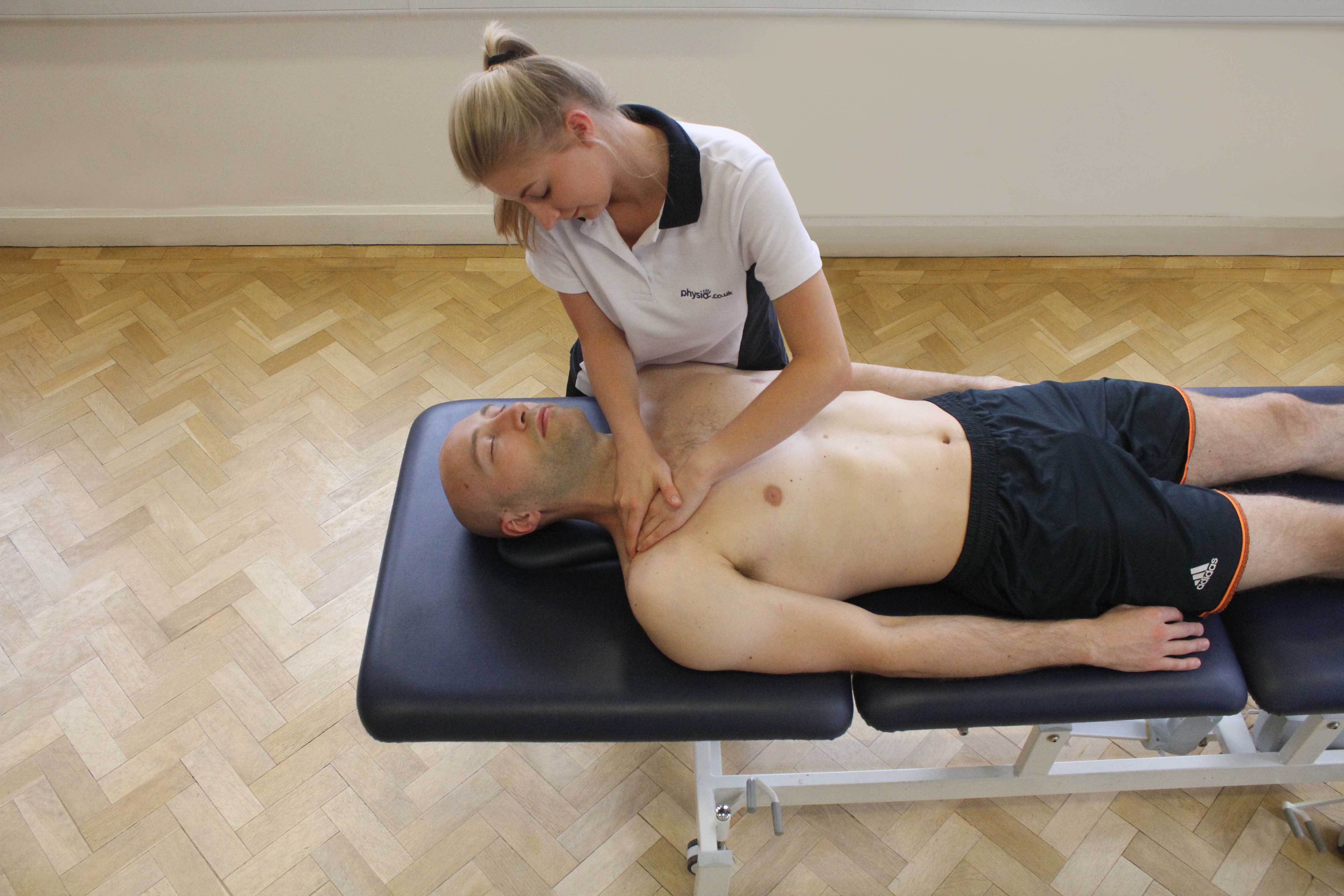 Soft tissue massage trapezius and anterior deltoid